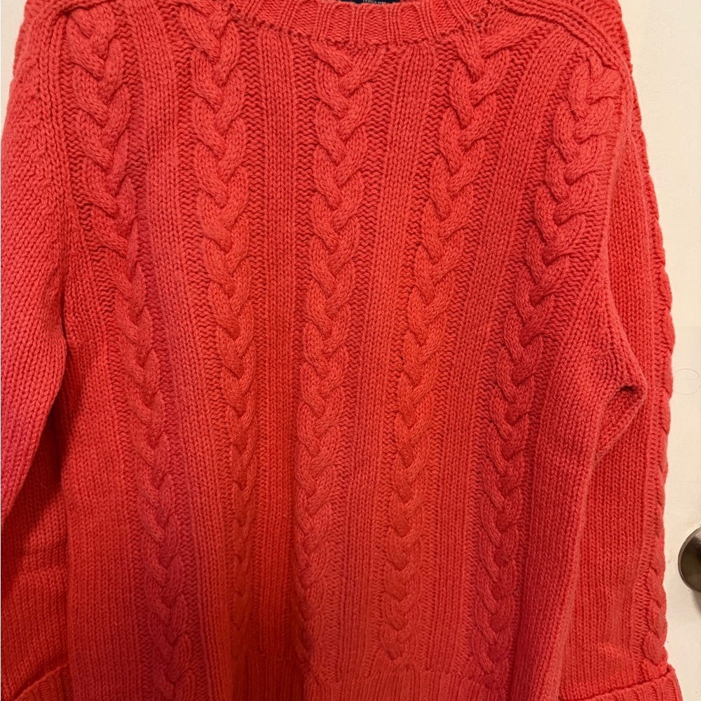 Lord & Taylor Coral‎ Cable Knit Cardigan